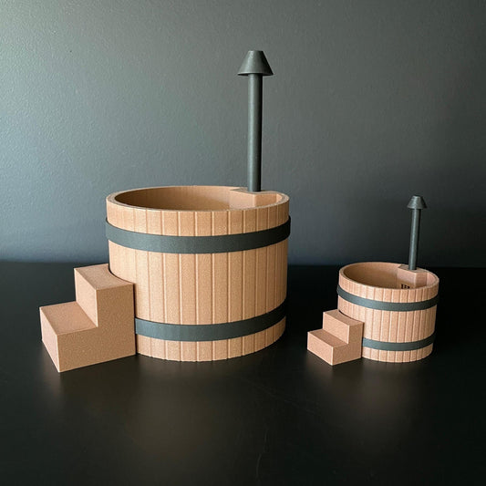 Natural wood soaking spa hot tub dollhouse miniature