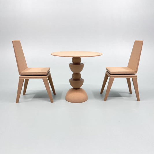 Cafe breakfast nook table, chairs for dollhouse, outdoor garden, backyard.